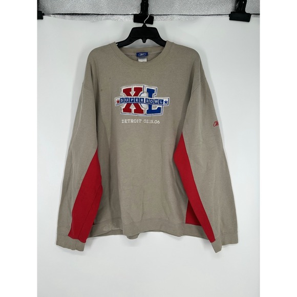 Reebok Other - Reebok NFL Super Bowl‎ Detroit Sweatshirt Men's 2XL Beige Fleece Lined Crew Neck